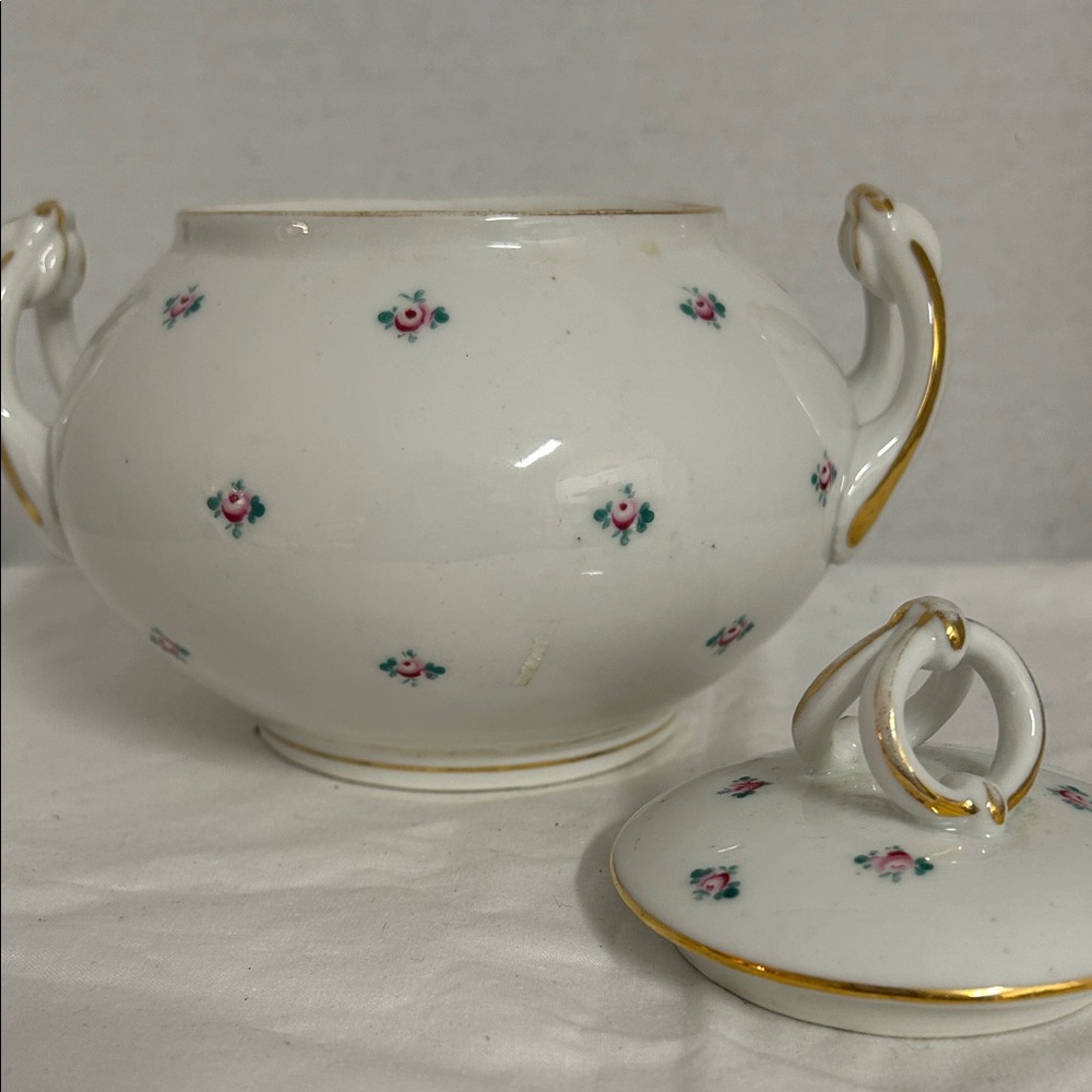 Elegant White Floral Small Soup Tureen with Lid made in France Vintage